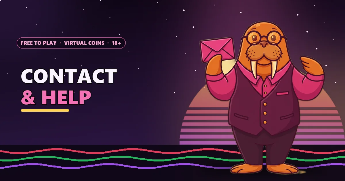 Walrus clerk holding an envelope for the Contact Sagar Club page