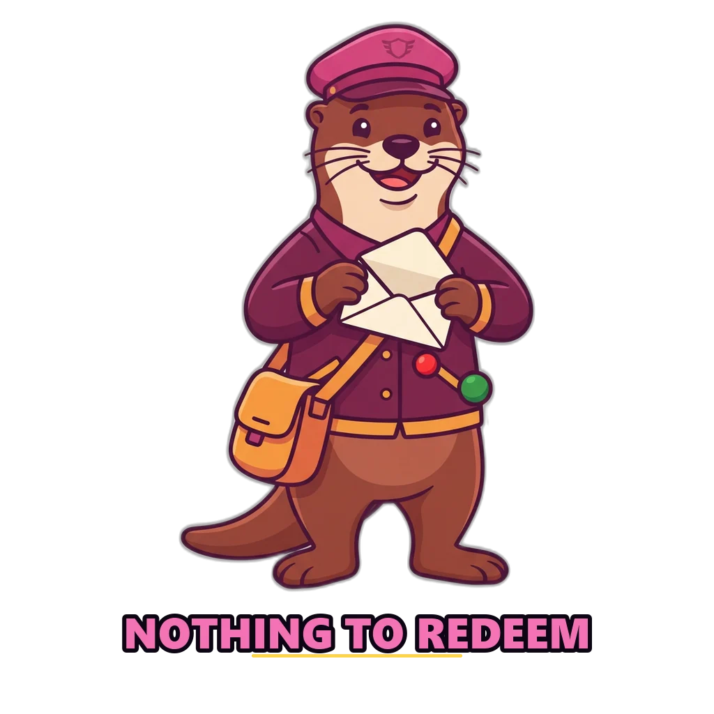 Otter postman opening an empty envelope, showing there is no Sagar Club gift code to deliver