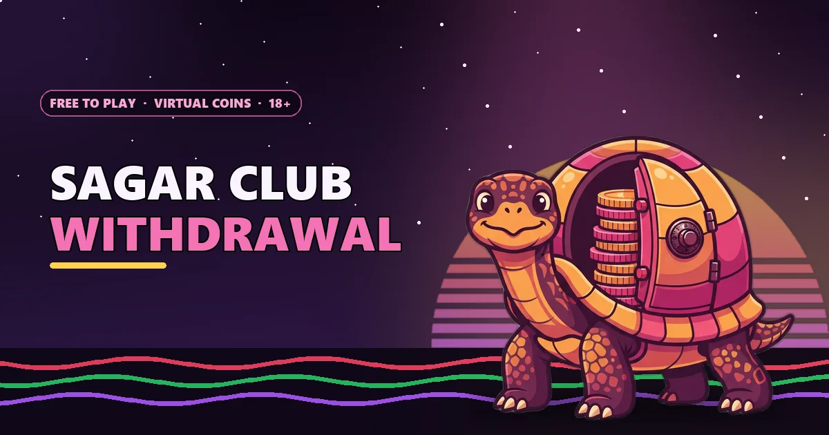 Tortoise with a safe-like shell holding coins for the Sagar Club withdrawal guide